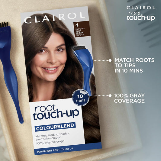 Clairol Root Touch-Up Permanent Hair Dye, 4 Dark Brown (Packing May Vary)