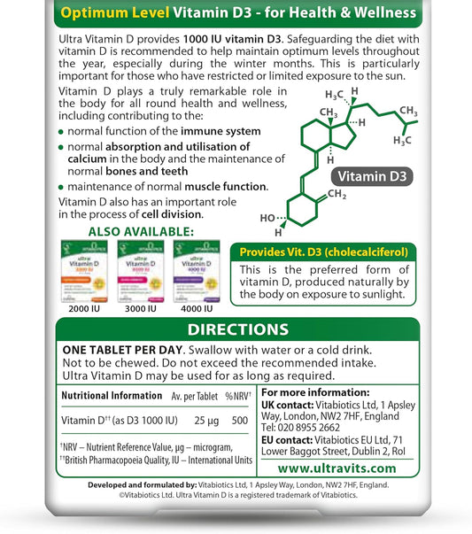 Vitamin D Tablets 1000IU, Vitabiotics Ultra