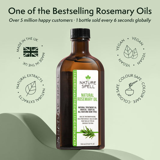 Nature Spell Rosemary Oil for Hair Growth, Pre-Diluted Scalp Oil, Stimulates Growth, Strengthens Dry and Damaged Strands, Nourishes Split Ends