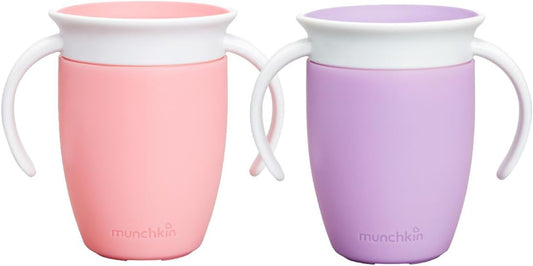 Munchkin Miracle 360 Sippy Cups 2 Pack | Trainer Toddler Cup | BPA Free Baby & Toddler Cups w.Handles