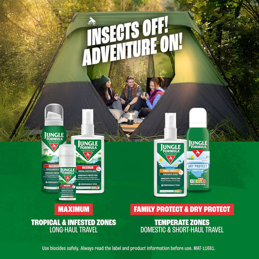 Jungle Formula Maximum Strength Insect Repellent Aerosol Spray (125ml - 50% DEET) - Up to 9 Hour Protection Against Mosquitoes, Ticks & Biting Insects - Mosquito Repellent for Travel & Domestic Use
