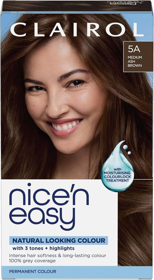 Clairol Nice'n Easy Crème, Natural Looking Oil Infused Permanent Hair Dye, 5A Medium Ash Brown
