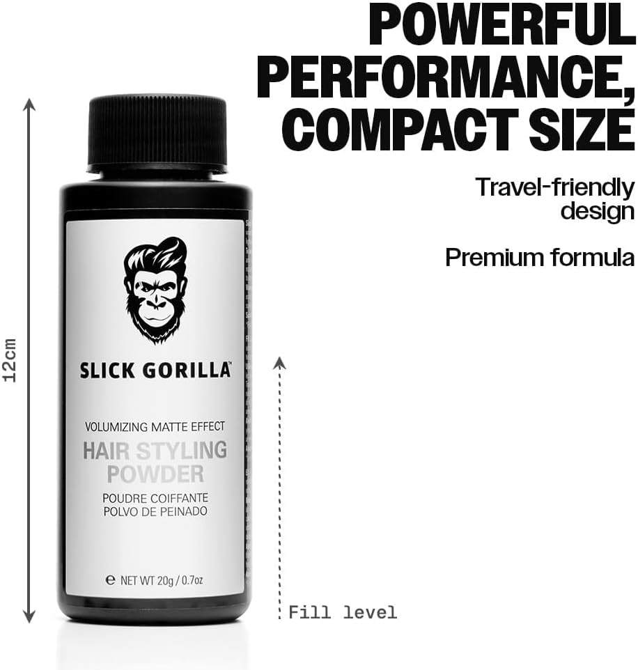 Slick Gorilla Hair Styling Powder for Men 0.70 oz (20g) | Texture Powder | Matte Finish | 24 Hours All Day Hold | Adds Volume & Texture | Lightweight | Non-Sticky | No Shine | Texturizing Product