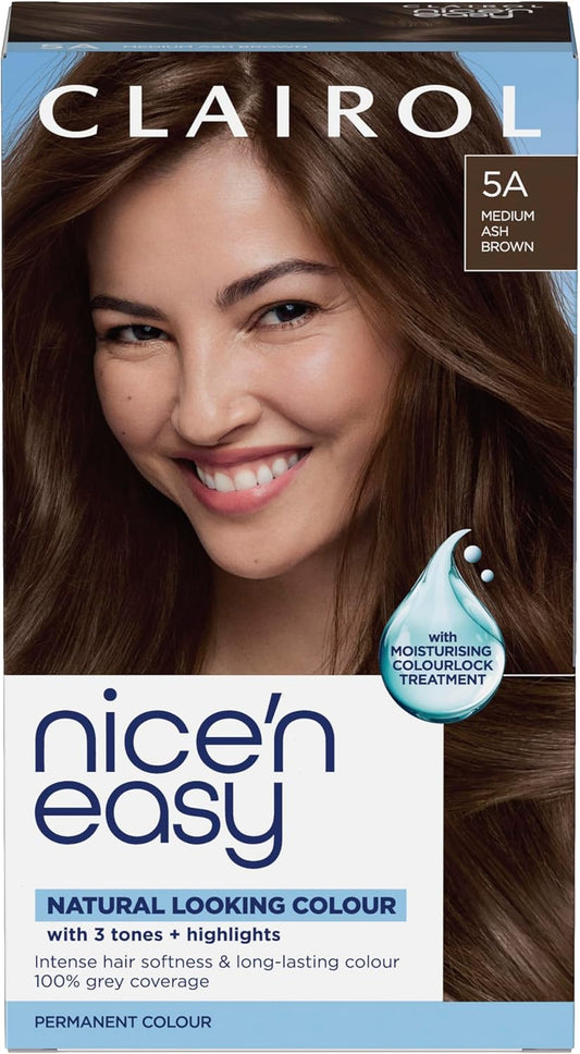 Clairol Nice'n Easy Crème, Natural Looking Oil Infused Permanent Hair Dye, 5A Medium Ash Brown