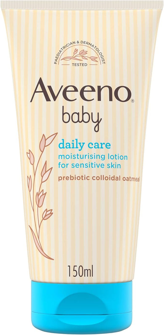 Aveeno Baby Daily Care Moisturising Lotion (1x 150ml), Soothing Baby Cream to Provide 24-Hour Hydration Suitable for Newborns and Infants, Gentle Lotion for Dry, Sensitive Skin Prone to Eczema