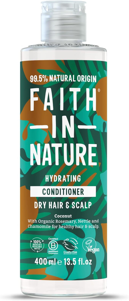 Faith In Nature Organic Coconut Conditioner, Hydrating for Dry Hair & Scalp, Vegan & Cruelty Free, No SLS, Silicones or Parabens, 400ml