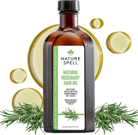 Nature Spell Rosemary Oil for Hair Growth, Pre-Diluted Scalp Oil, Stimulates Growth, Strengthens Dry and Damaged Strands, Nourishes Split Ends