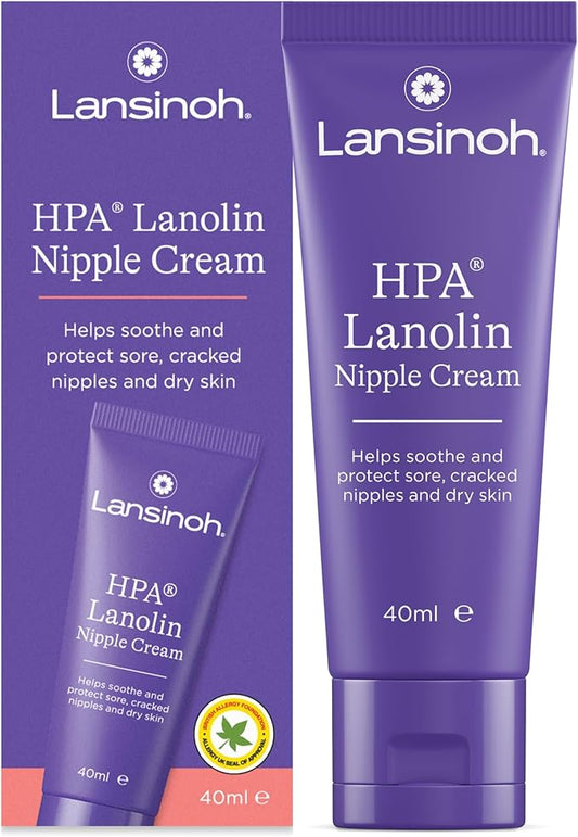 Lansinoh HPA Lanolin Nipple Cream - 40ml - Sore Nipples Cracked Skin Breast Feeding 100% Natural Hypoallergenic Tasteless & Odourless BPA BPS-free Breastfeeding Hospital Bag Maternity Essentials