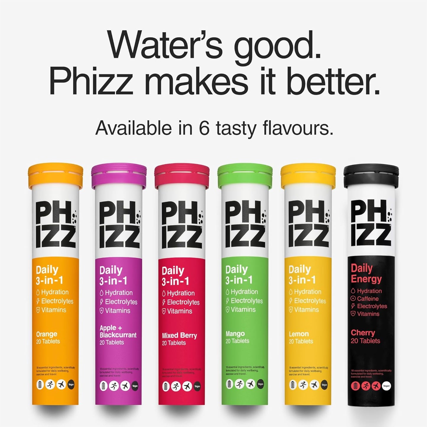 Phizz Electrolytes, Multivitamin & Hydration Tablets - 20 Effervescent Rehydration Electrolyte Tablets - 18 Vitamins & Minerals, Vitamin C, Vegan, Vegetarian & Low Calorie (Orange, 20 Count)
