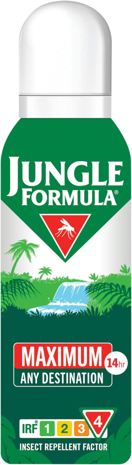 Jungle Formula Maximum Strength Insect Repellent Aerosol Spray (125ml - 50% DEET) - Up to 9 Hour Protection Against Mosquitoes, Ticks & Biting Insects - Mosquito Repellent for Travel & Domestic Use